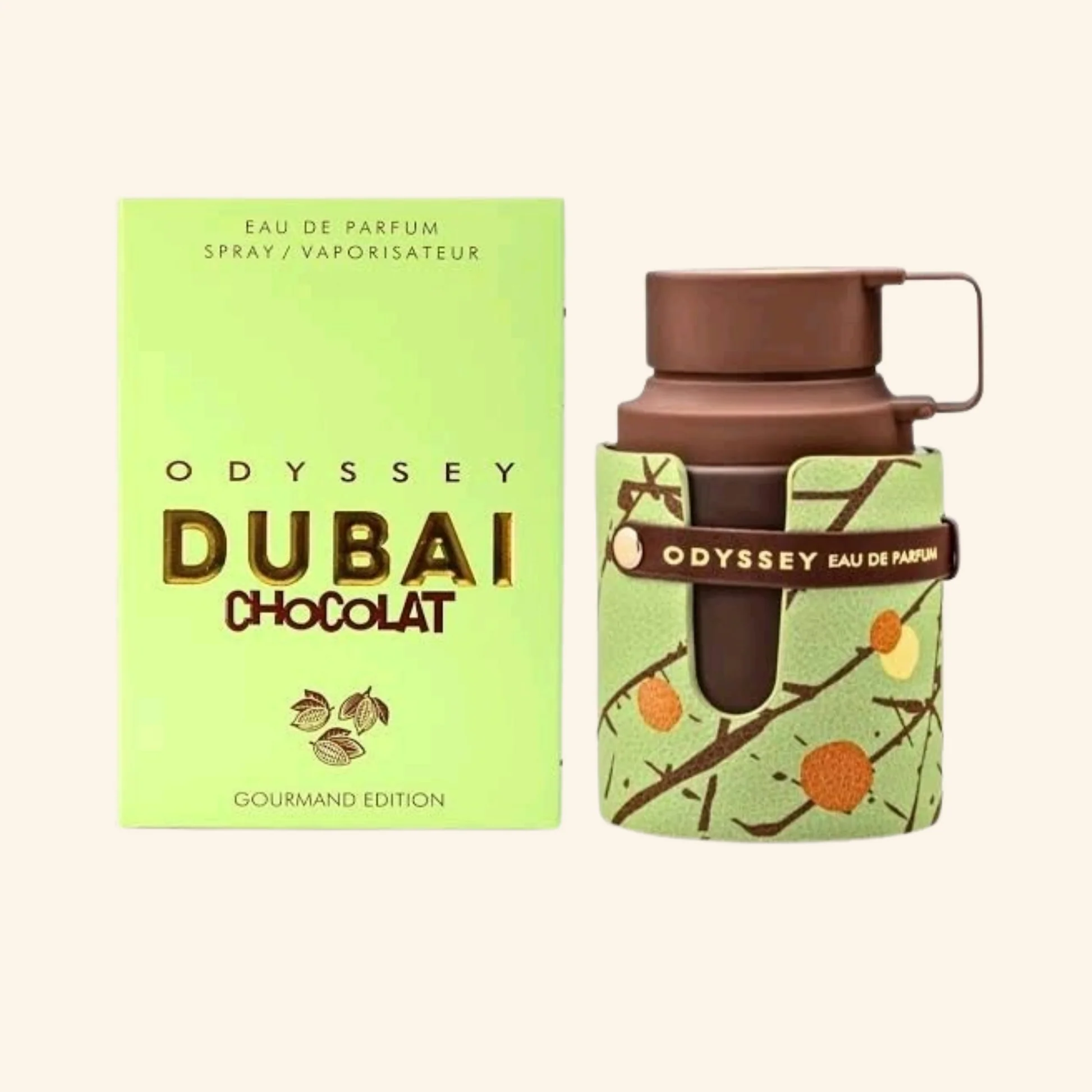 Armaf Odyssey Dubai Chocolat kalıcı gurme yapısıyla burada! Antep fıstığı, kadayıf ve çikolata notalı en iyi sonbahar/kış unisex parfümünü keşfedin.