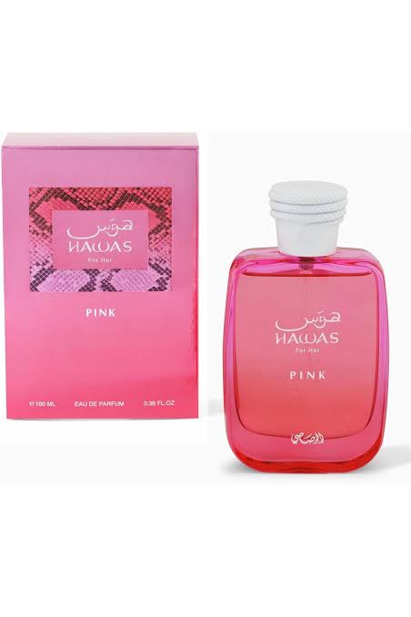 Rasasi Hawas Pink Parfüm, yoğun pamuk şekeri, marşmelov, vanilya ve tatlı tarçın notalarıyla kadınlar için en lüks, uzun süre kalıcı gurme koku deneyimi. Keşfedin!