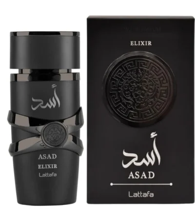 Lattafa Asad Elixir kalıcı yapısıyla burada! Safran, tütün, vanilya, sedir ve paçuli notalı en iyi sonbahar/kış erkek parfümünü hemen keşfedin.