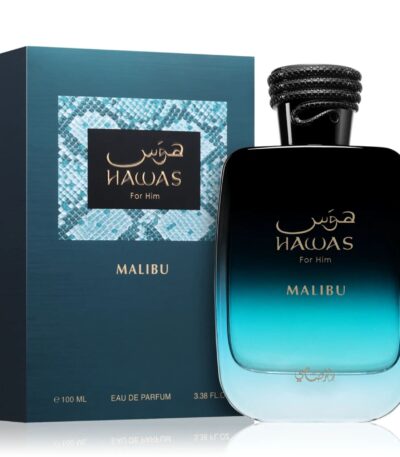 Rasasi Hawas Malibu Parfüm; sulu ananas, portakal, iris ve tonka fasulyesi notalarıyla en lüks, uzun süre kalıcı tropikal erkek kokusu. Hemen keşfedin!